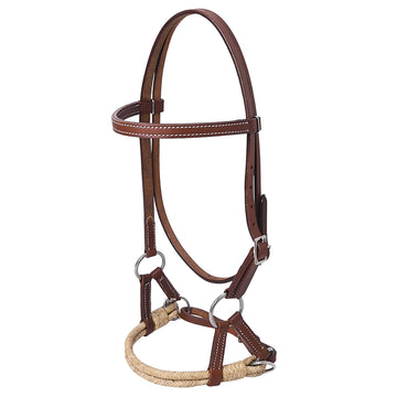 Hilason Western Horse Noseband Rawhide American Leather Sidepull Headstall